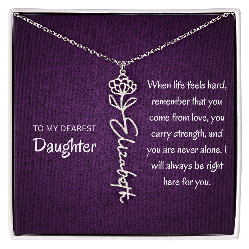 My daughter Name Birth flower necklace
