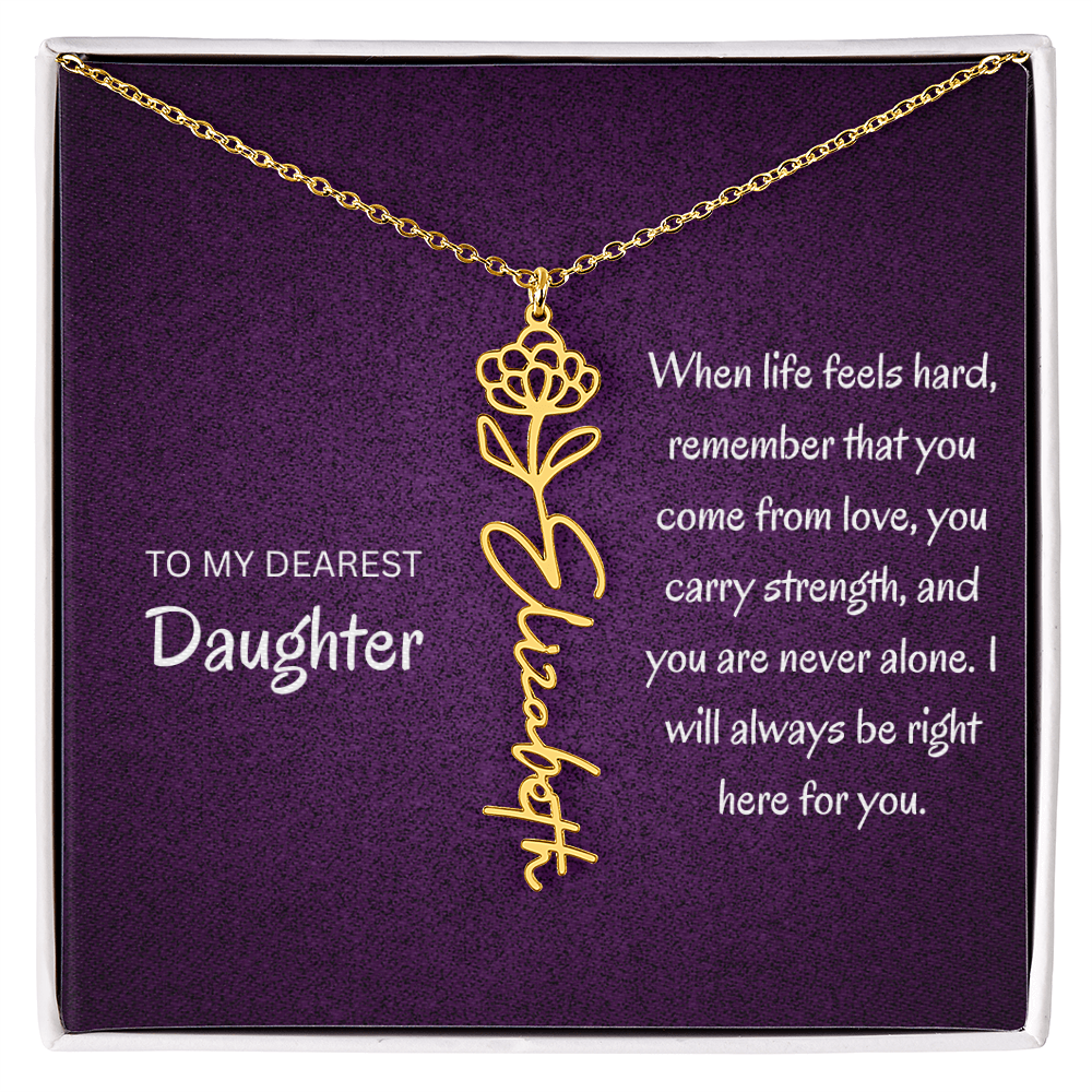 My daughter Name Birth flower necklace