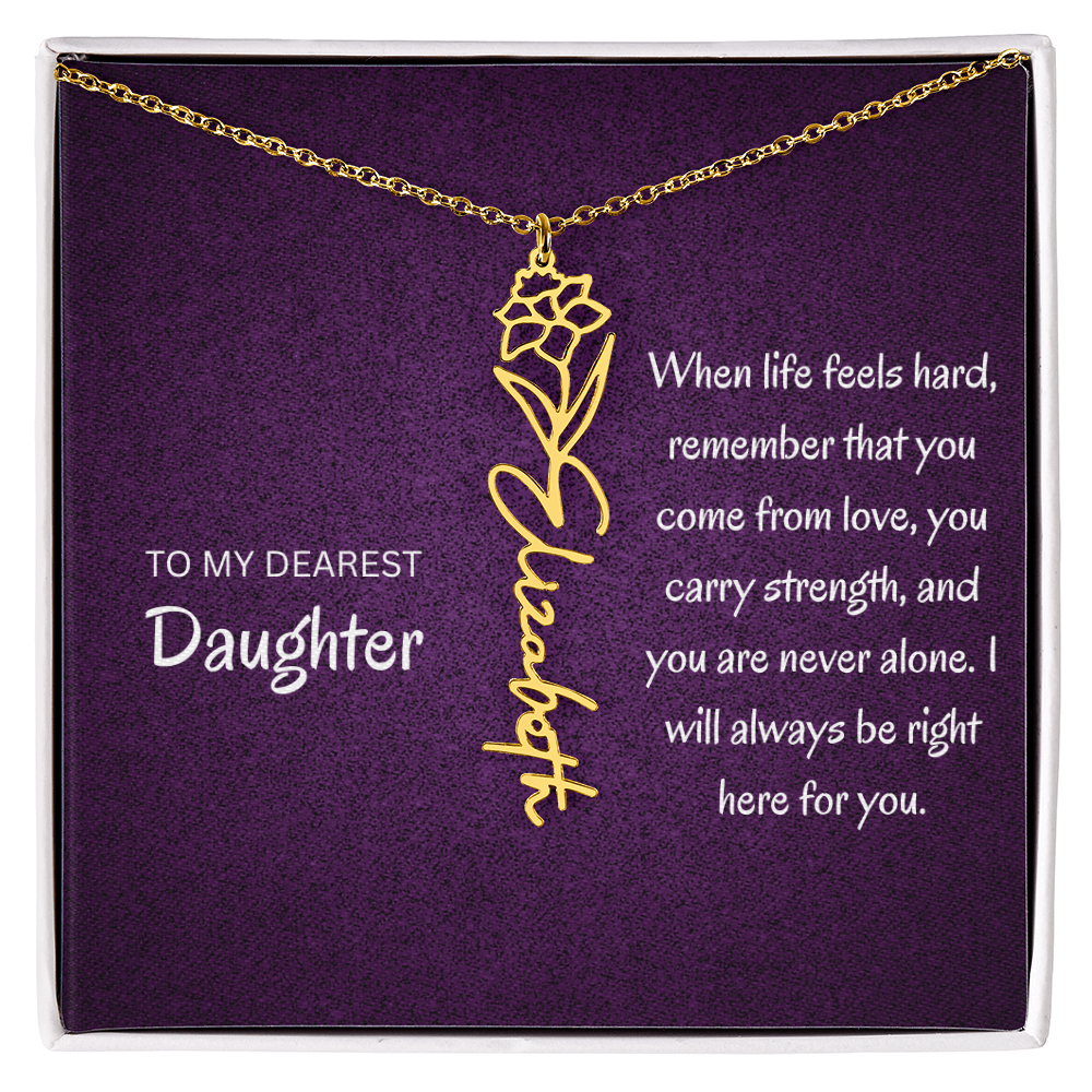 My daughter Name Birth flower necklace