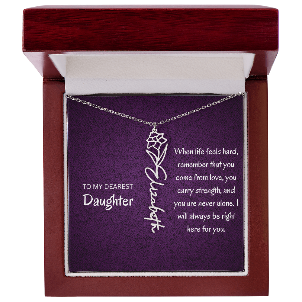 My daughter Name Birth flower necklace