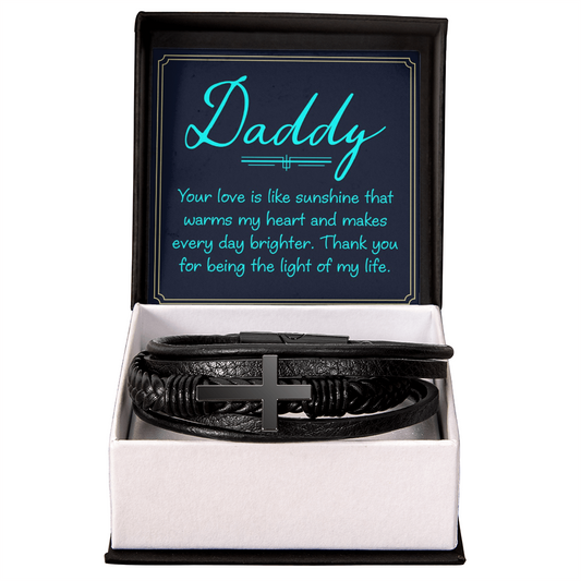 Gift for Dad. Cross and leather bracelet