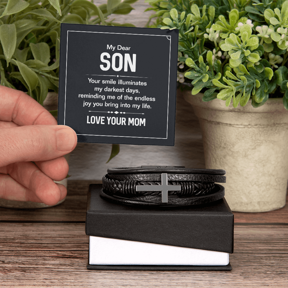 To Son from Mom cross bracelet
