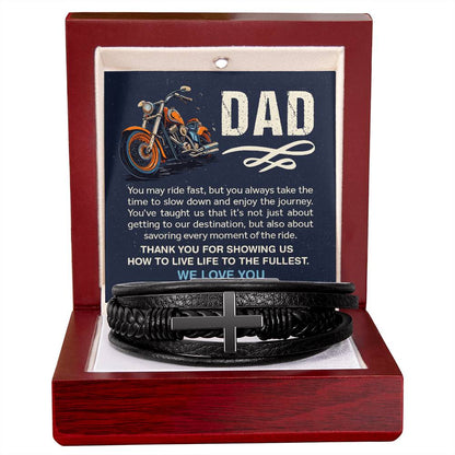 Father's gift. Leather bracelet to show Dad how much you love him. Living life to the fullest. With Message Card