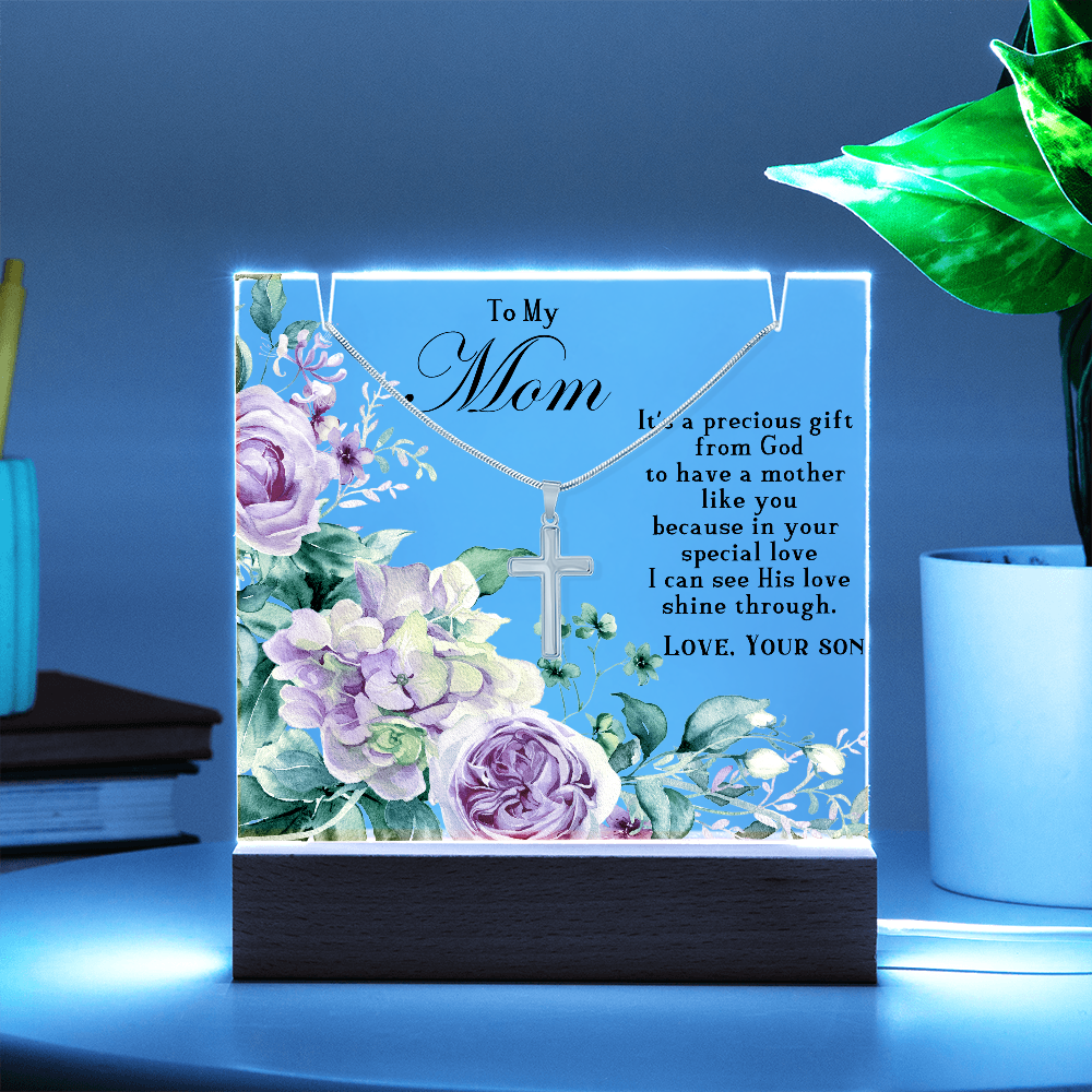 To My Mom cross necklace