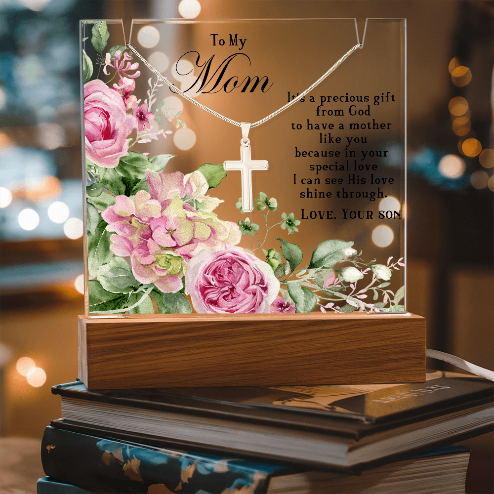 To My Mom cross necklace