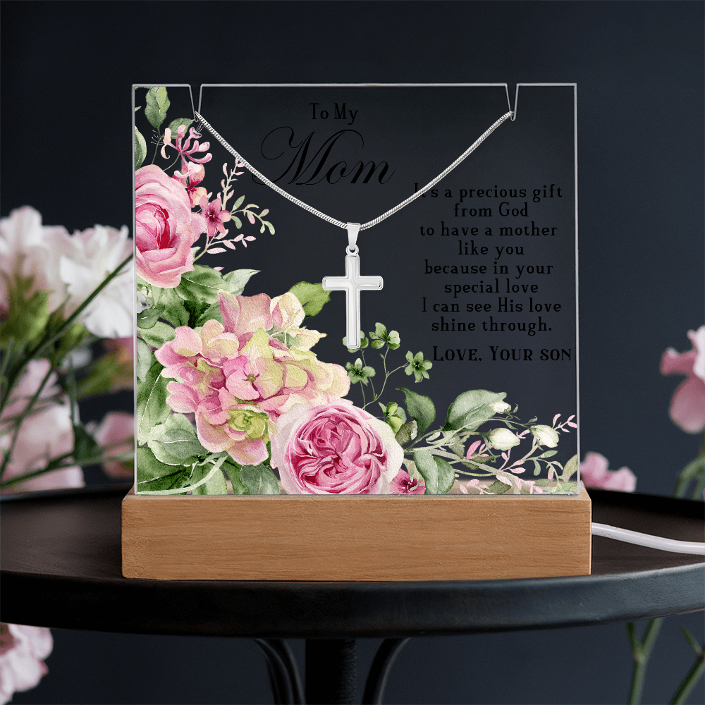 To My Mom cross necklace