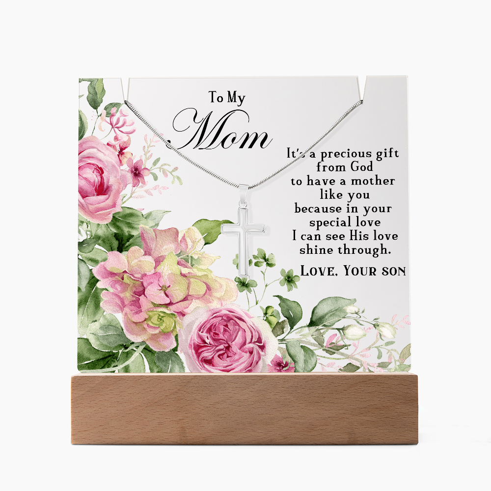 To My Mom cross necklace