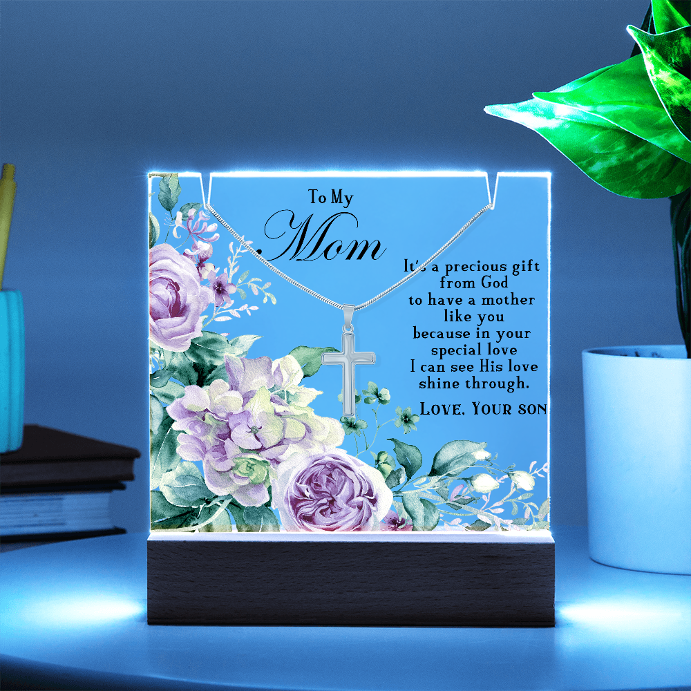 To My Mom cross necklace