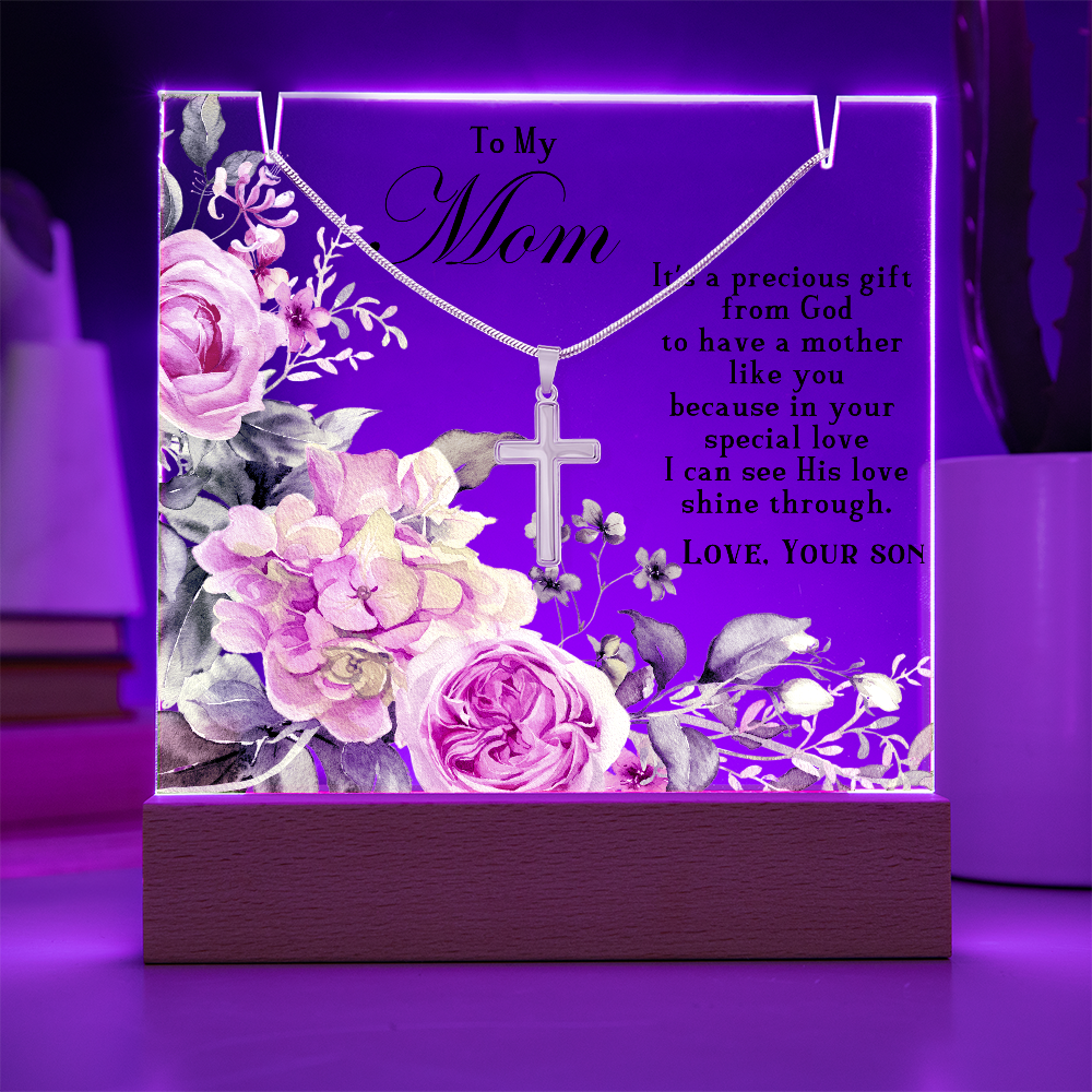 To My Mom cross necklace