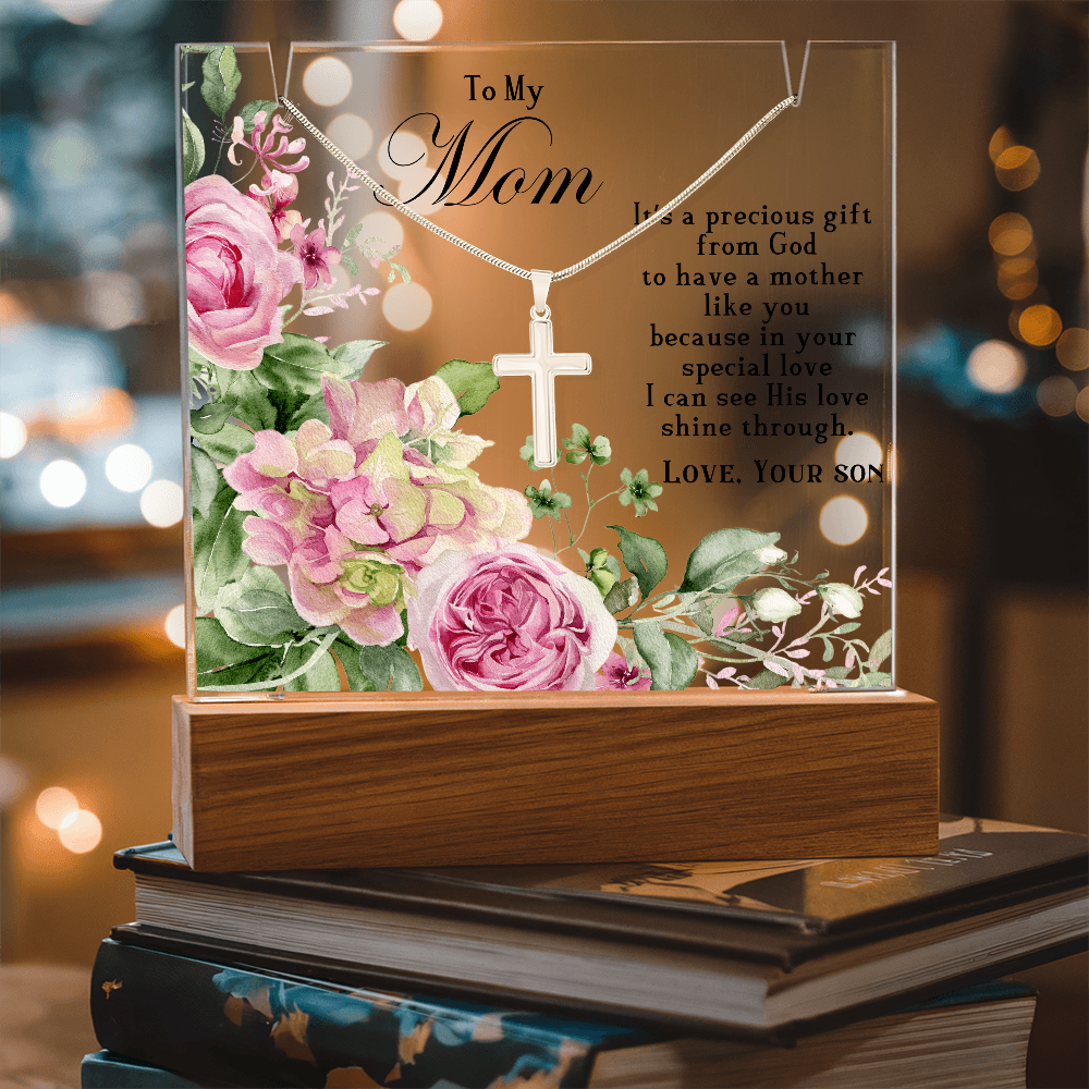 To My Mom cross necklace