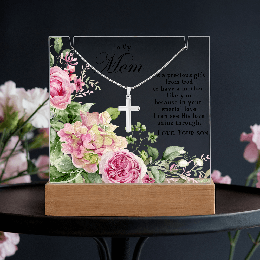 To My Mom cross necklace