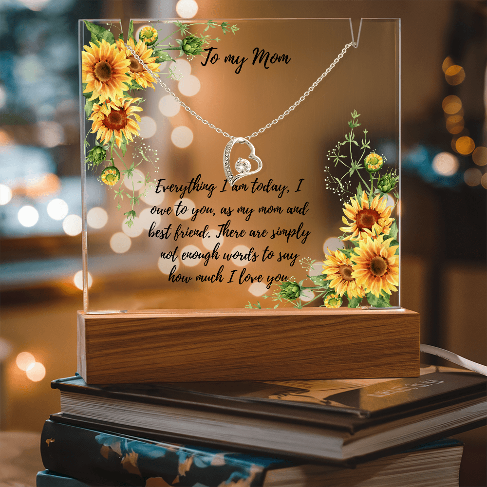 To Mom Acrylic plaque with Forever Love necklace