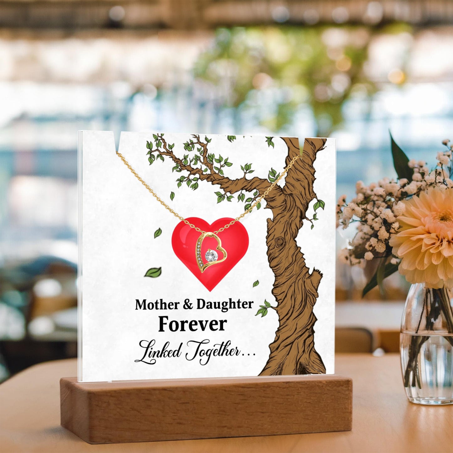 Mother and Daughter acrylic forever love necklace