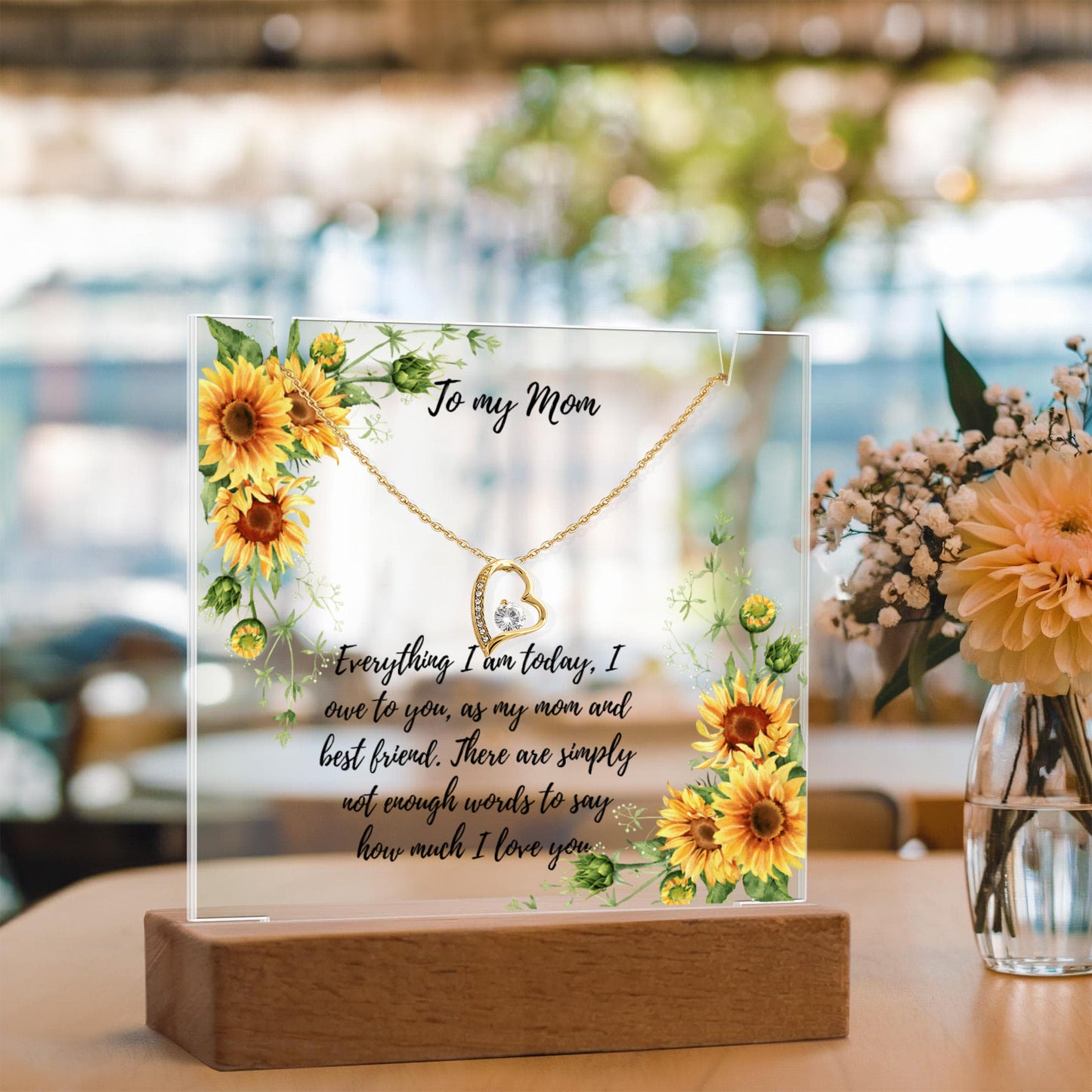 To Mom Acrylic plaque with Forever Love necklace