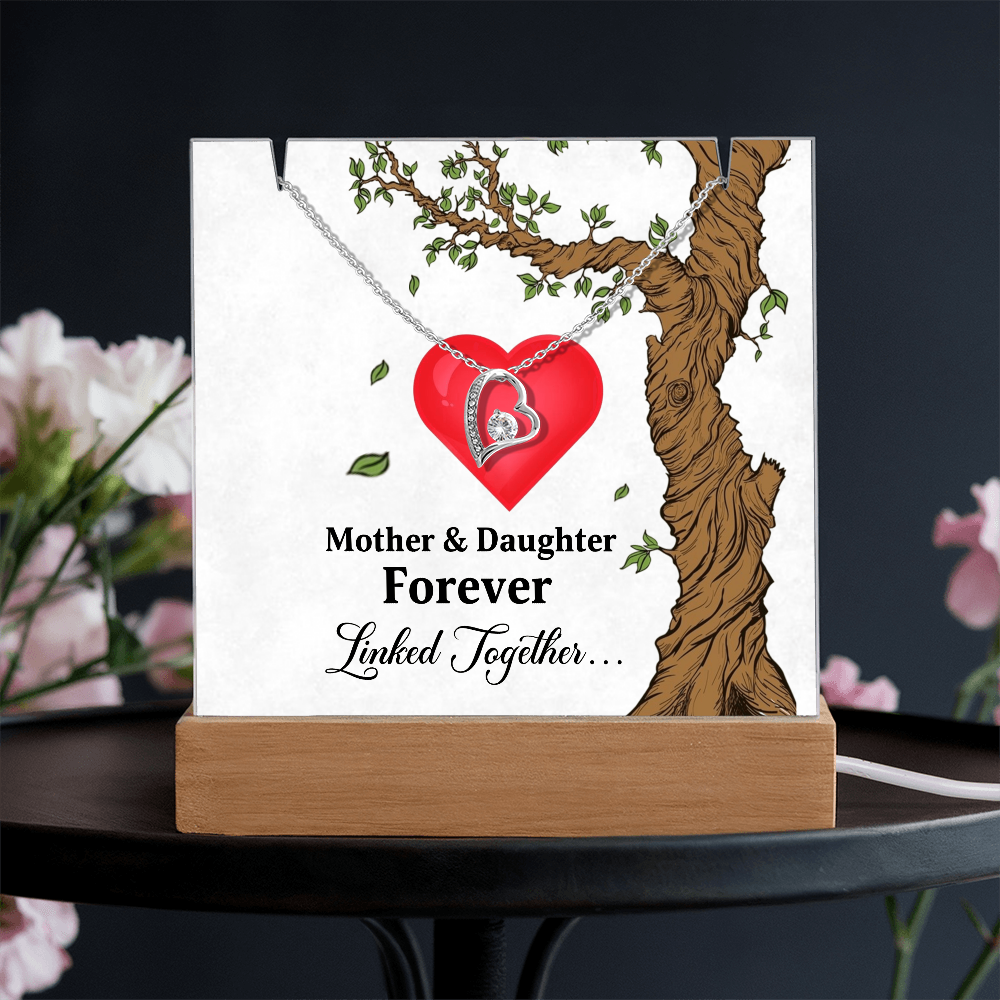 Mother and Daughter acrylic forever love necklace