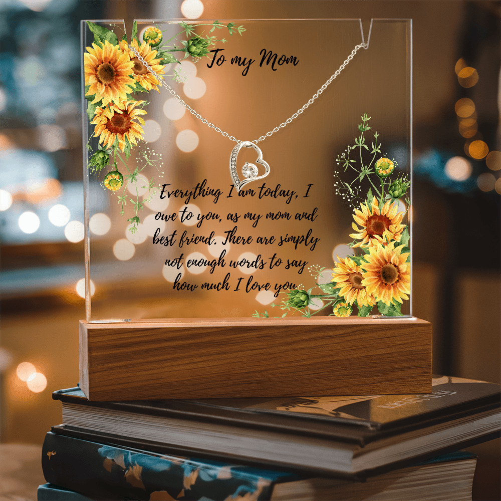 To Mom Acrylic plaque with Forever Love necklace