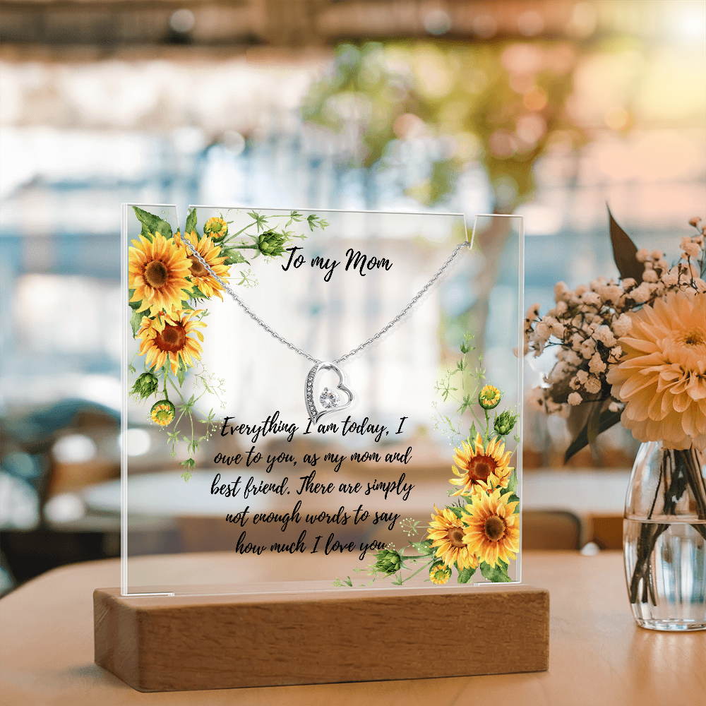 To Mom Acrylic plaque with Forever Love necklace