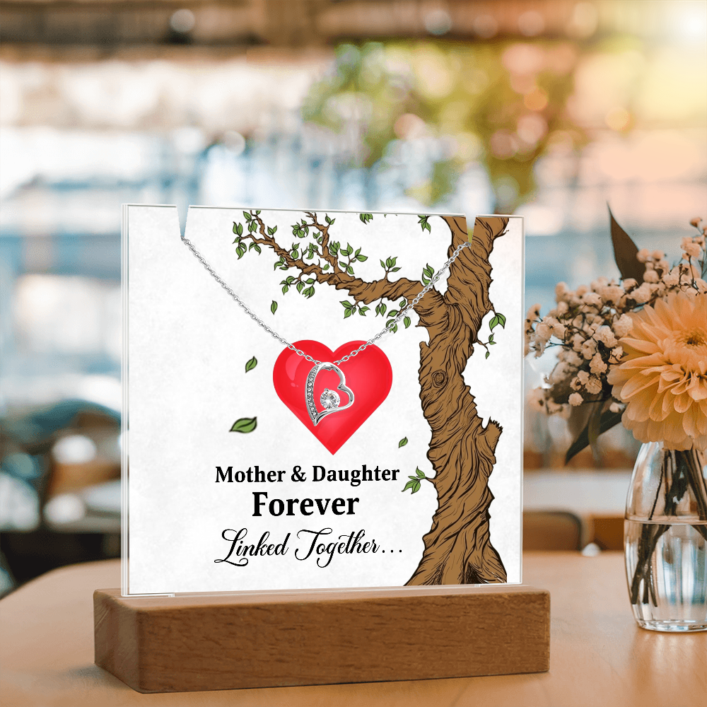 Mother and Daughter acrylic forever love necklace
