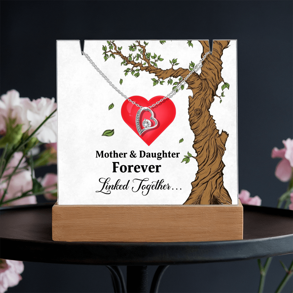 Mother and Daughter acrylic forever love necklace