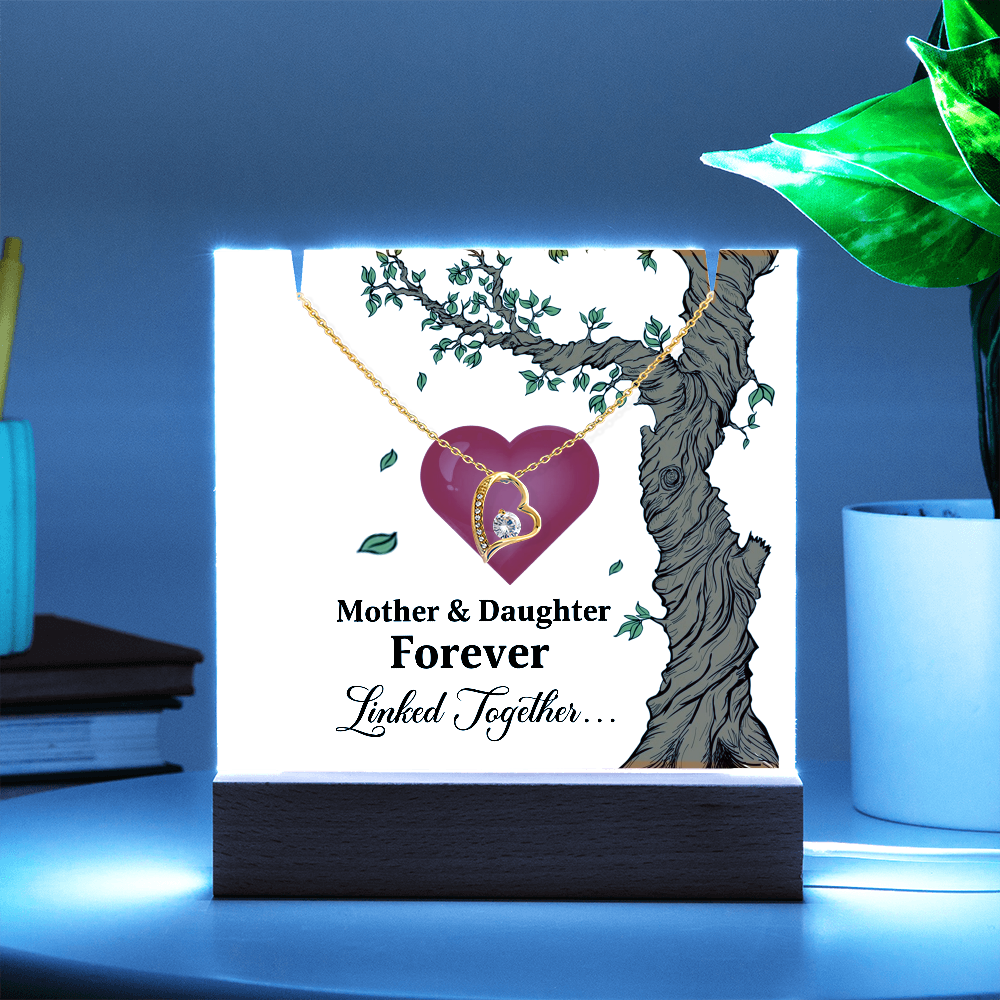 Mother and Daughter acrylic forever love necklace