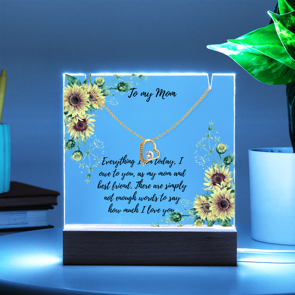 To Mom Acrylic plaque with Forever Love necklace