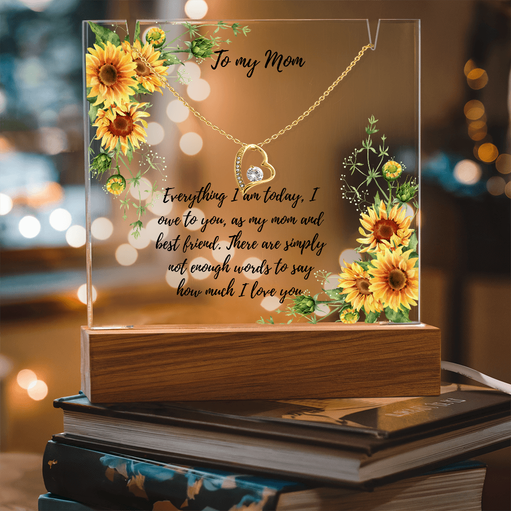 To Mom Acrylic plaque with Forever Love necklace