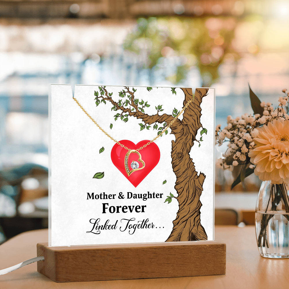 Mother and Daughter acrylic forever love necklace