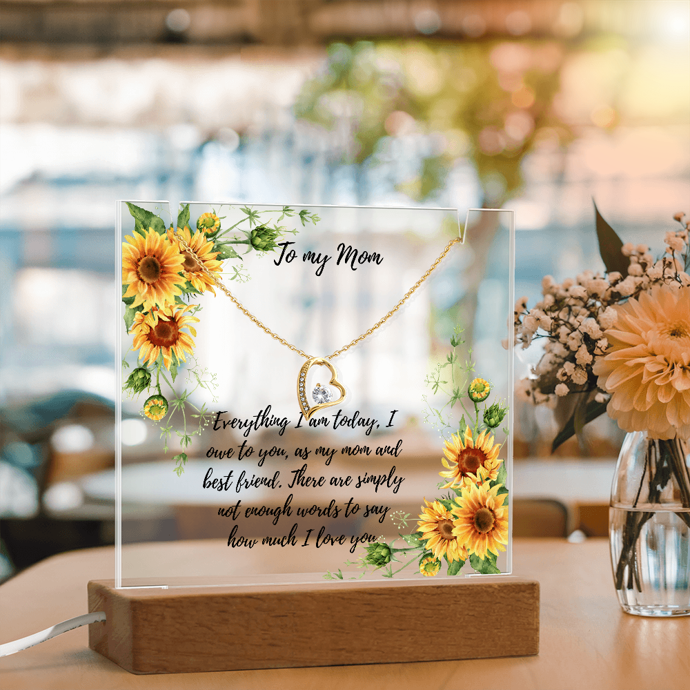 To Mom Acrylic plaque with Forever Love necklace