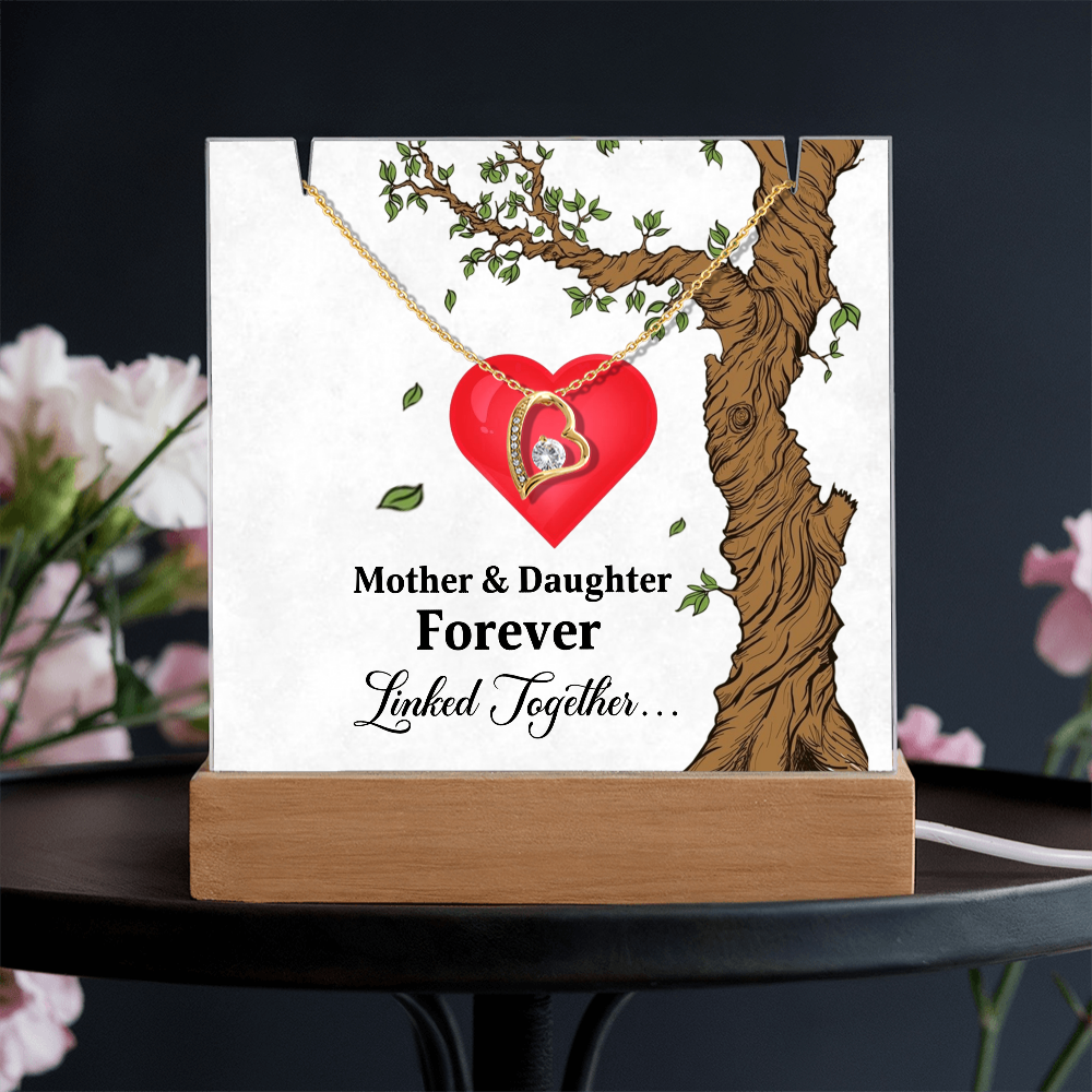 Mother and Daughter acrylic forever love necklace