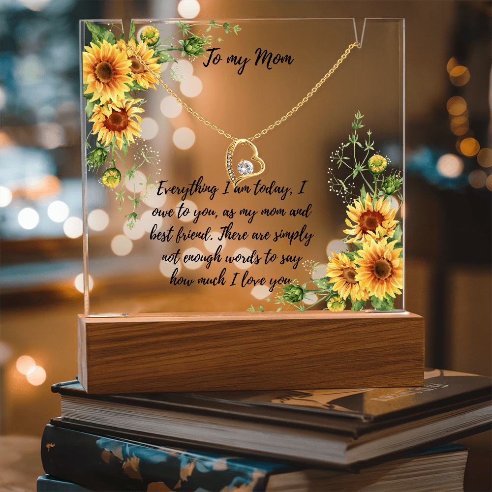 To Mom Acrylic plaque with Forever Love necklace