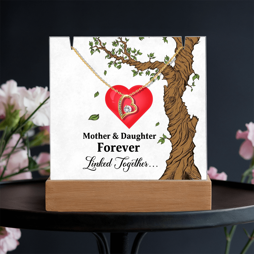 Mother and Daughter acrylic forever love necklace