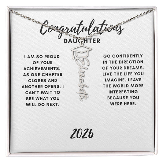 Graduation name necklace for daughter