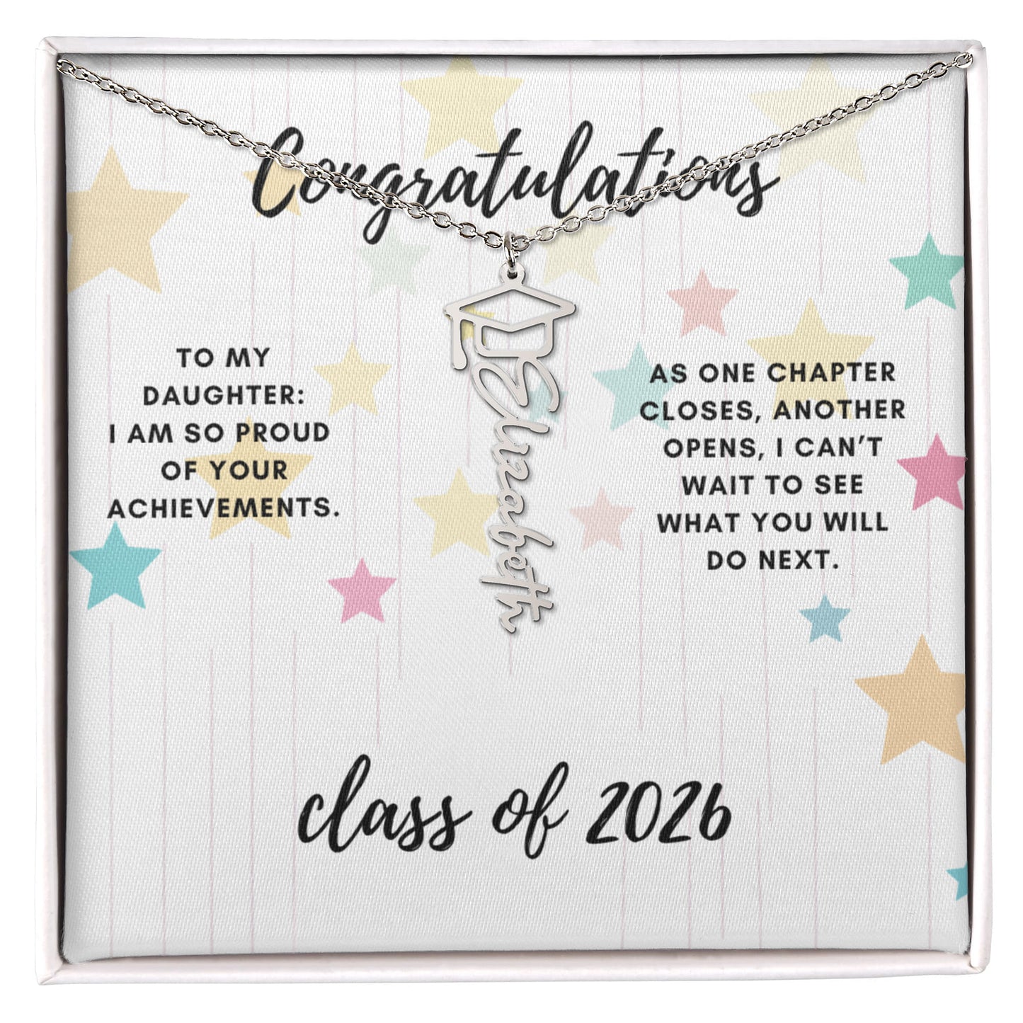 Congratulations to my Daughter. Graduation name necklace