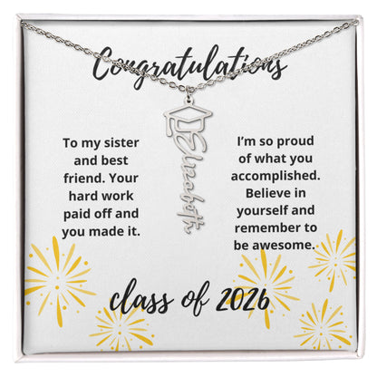 Graduation name necklace gift for sister