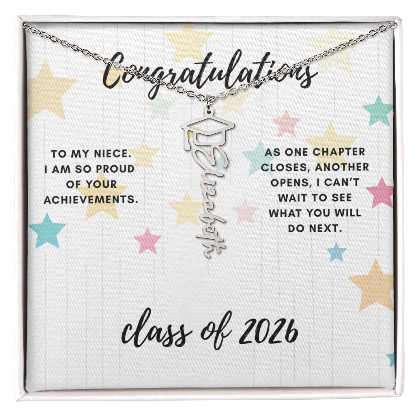 Graduation name necklace gift for niece.