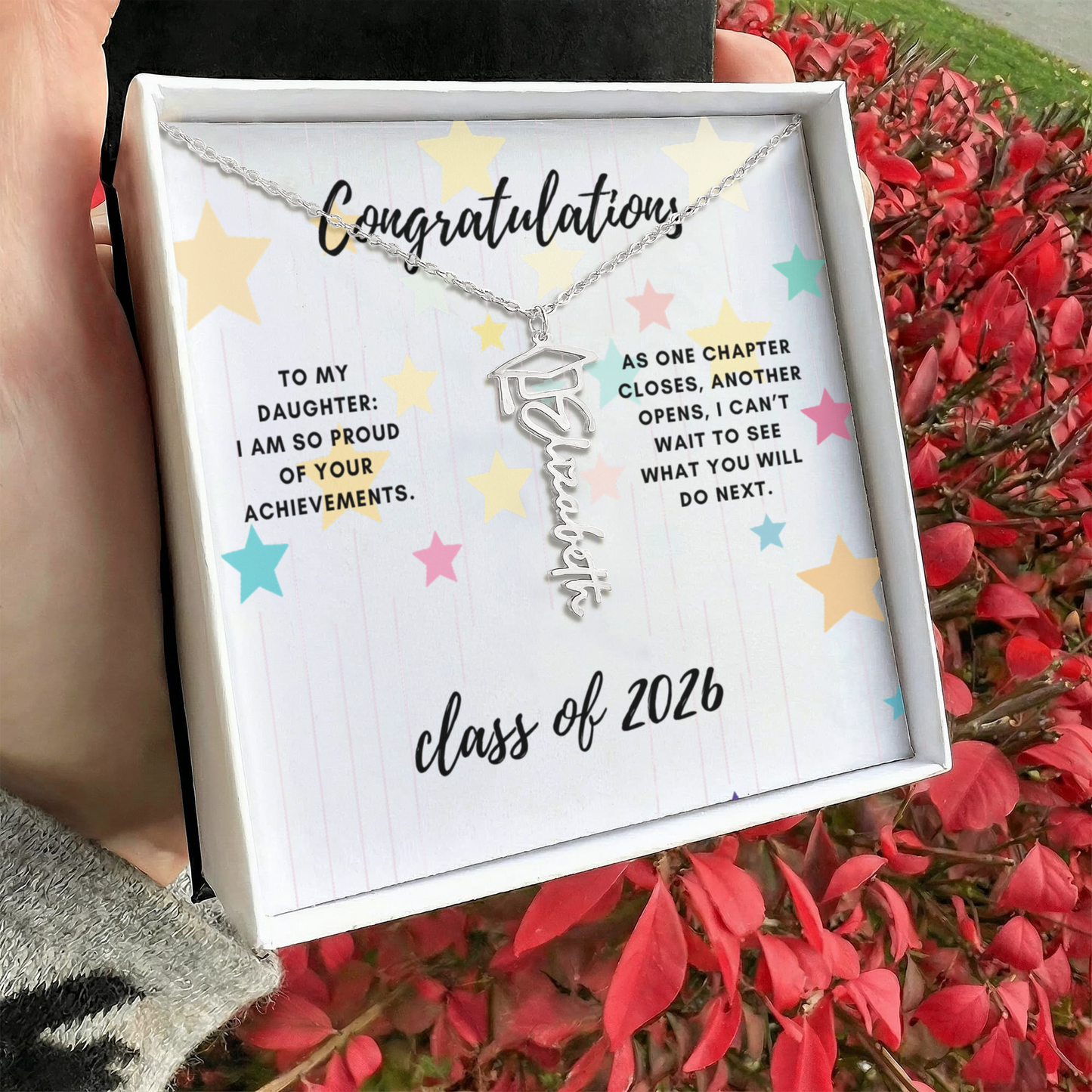 Congratulations to my Daughter. Graduation name necklace