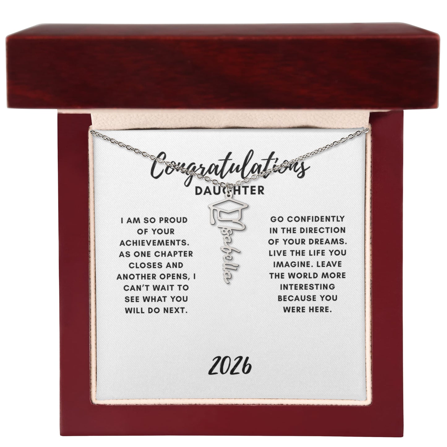 Graduation name necklace for daughter