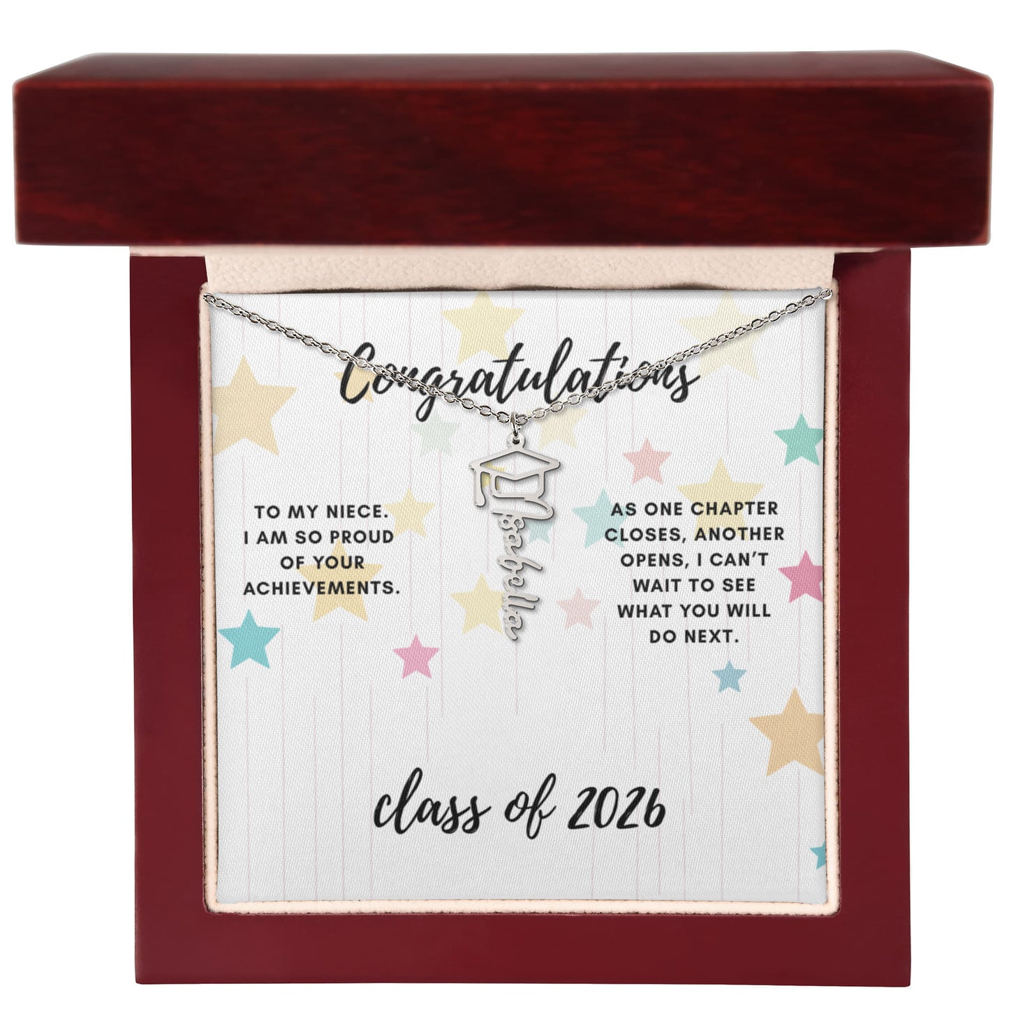 Graduation name necklace gift for niece.