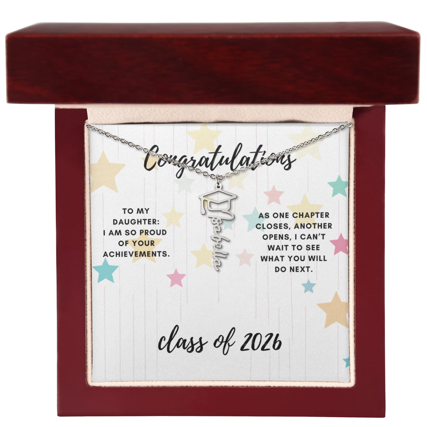 Congratulations to my Daughter. Graduation name necklace