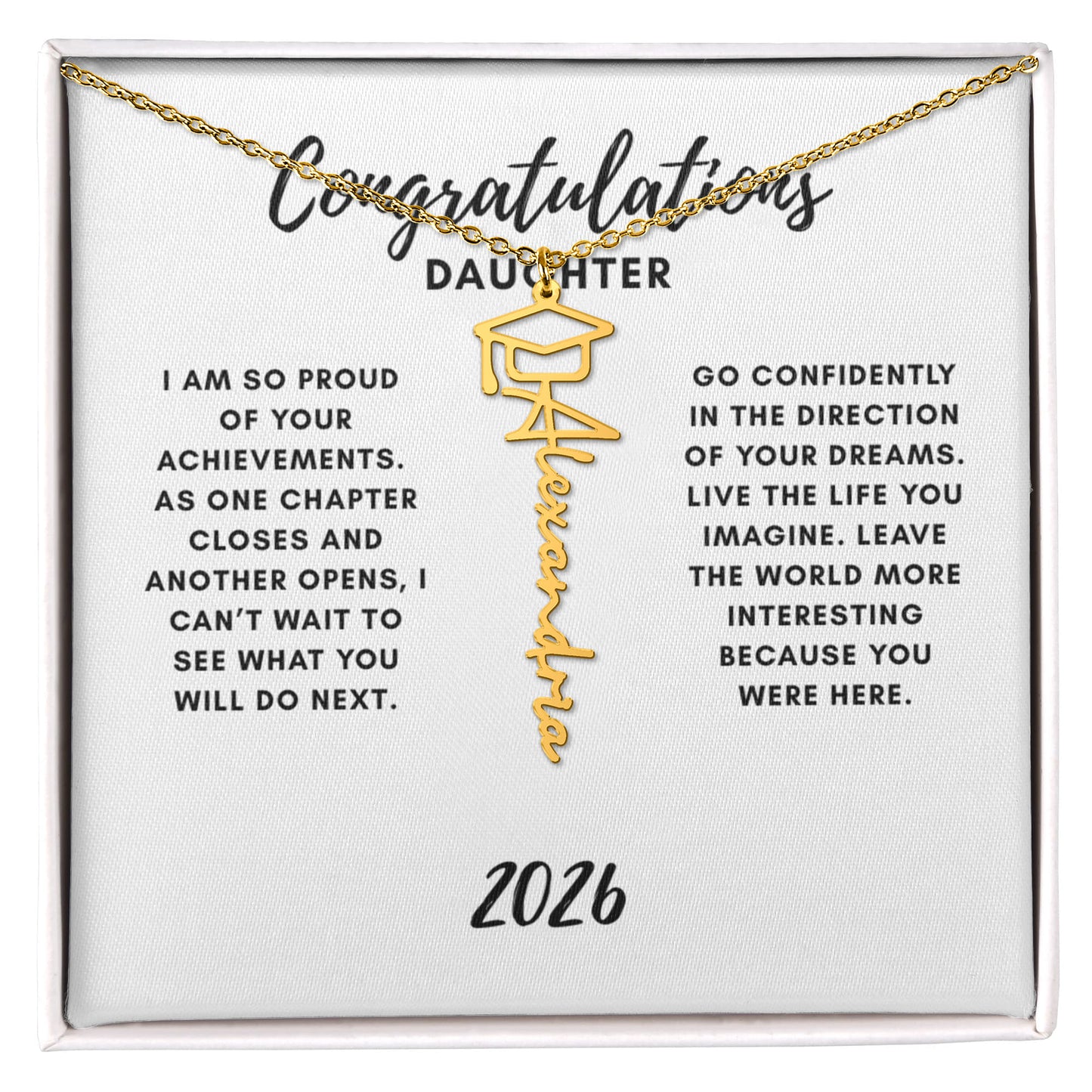 Graduation name necklace for daughter