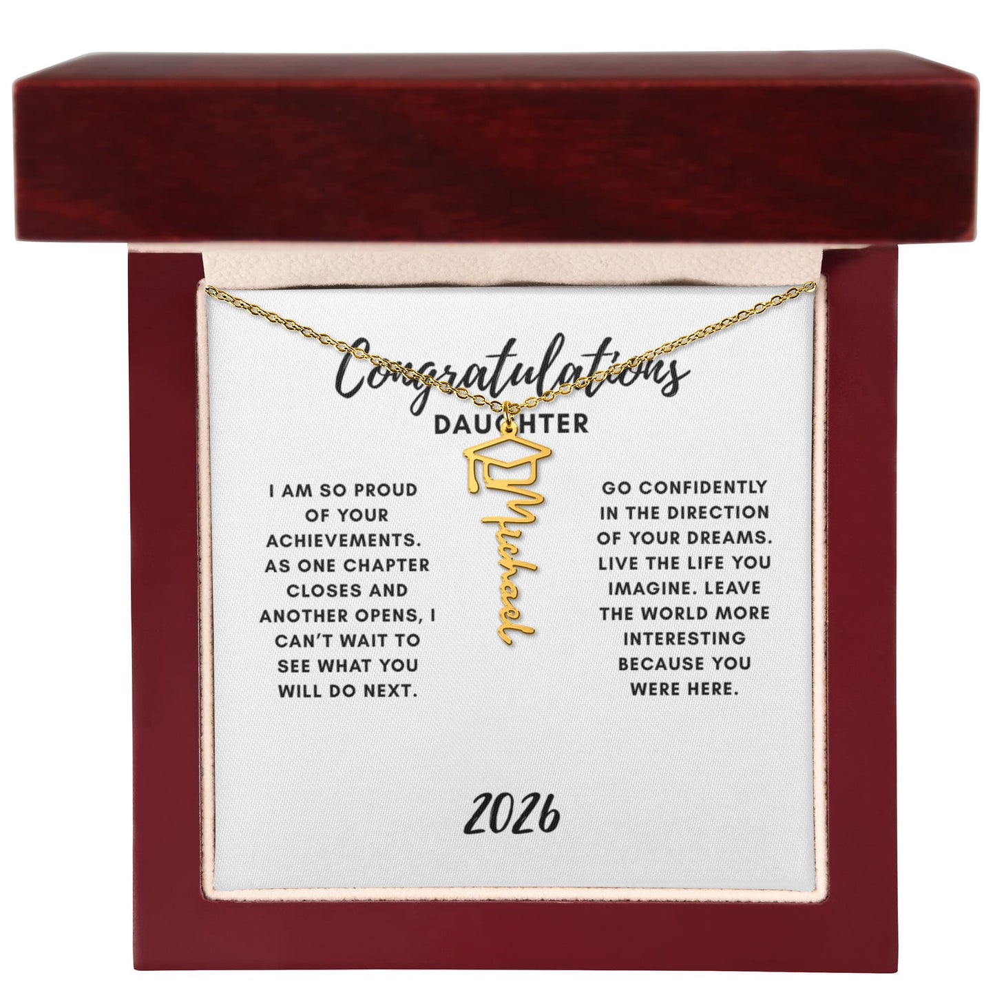 Graduation name necklace for daughter