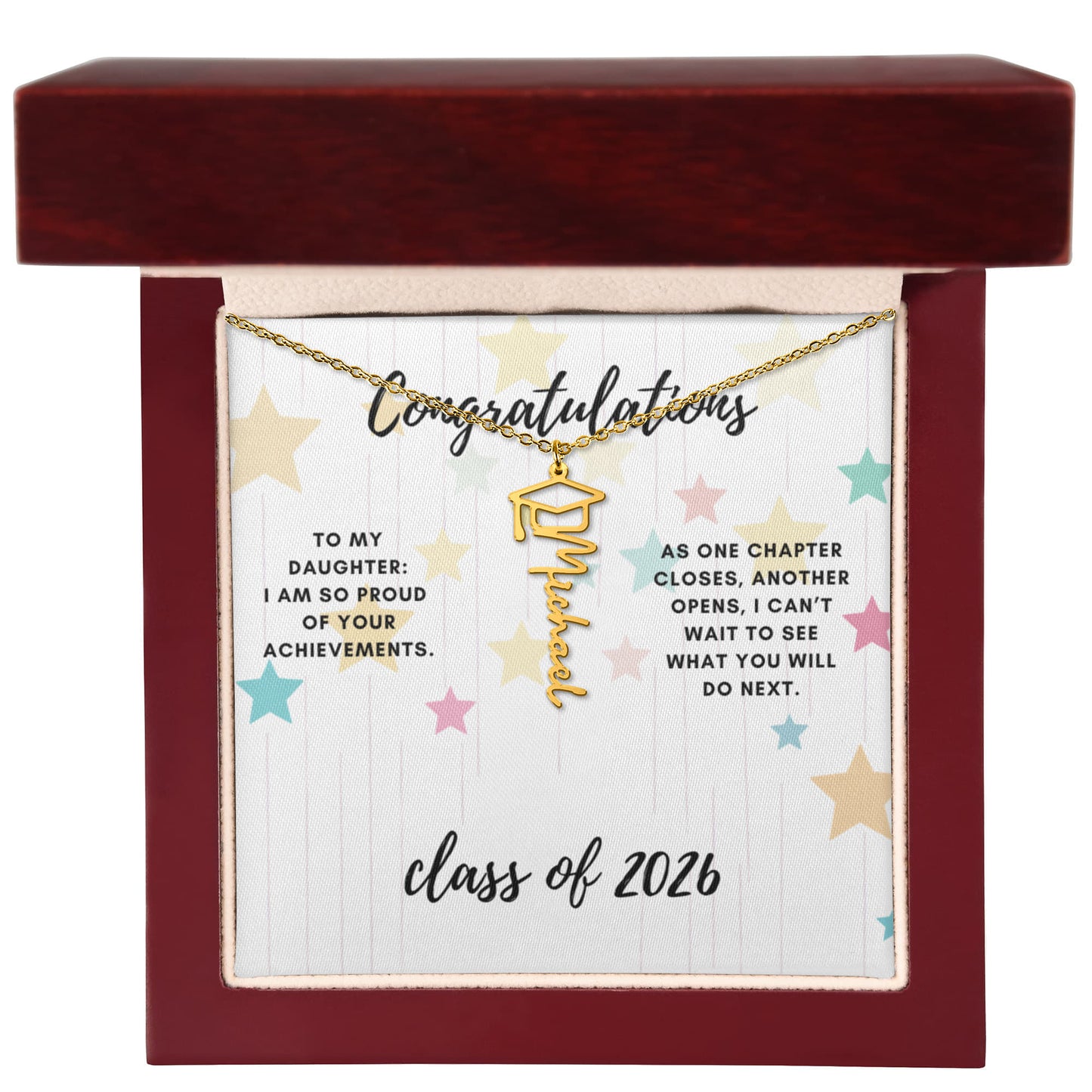 Congratulations to my Daughter. Graduation name necklace