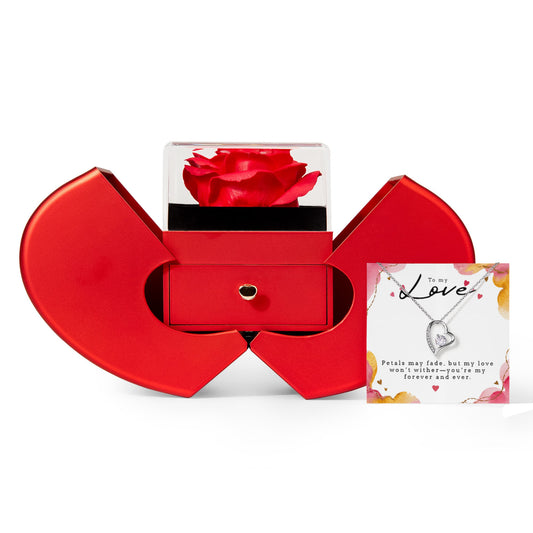 To My Love  Forever Love necklace Red Heart Rose Box