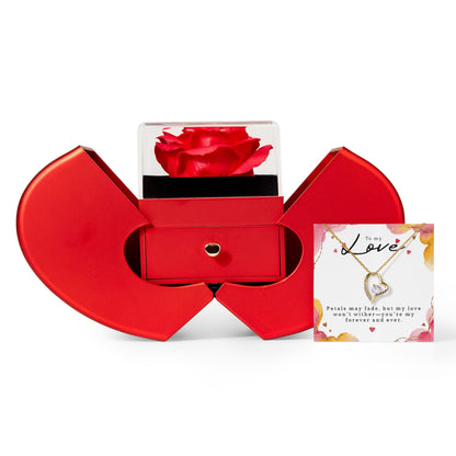 To My Love  Forever Love necklace Red Heart Rose Box
