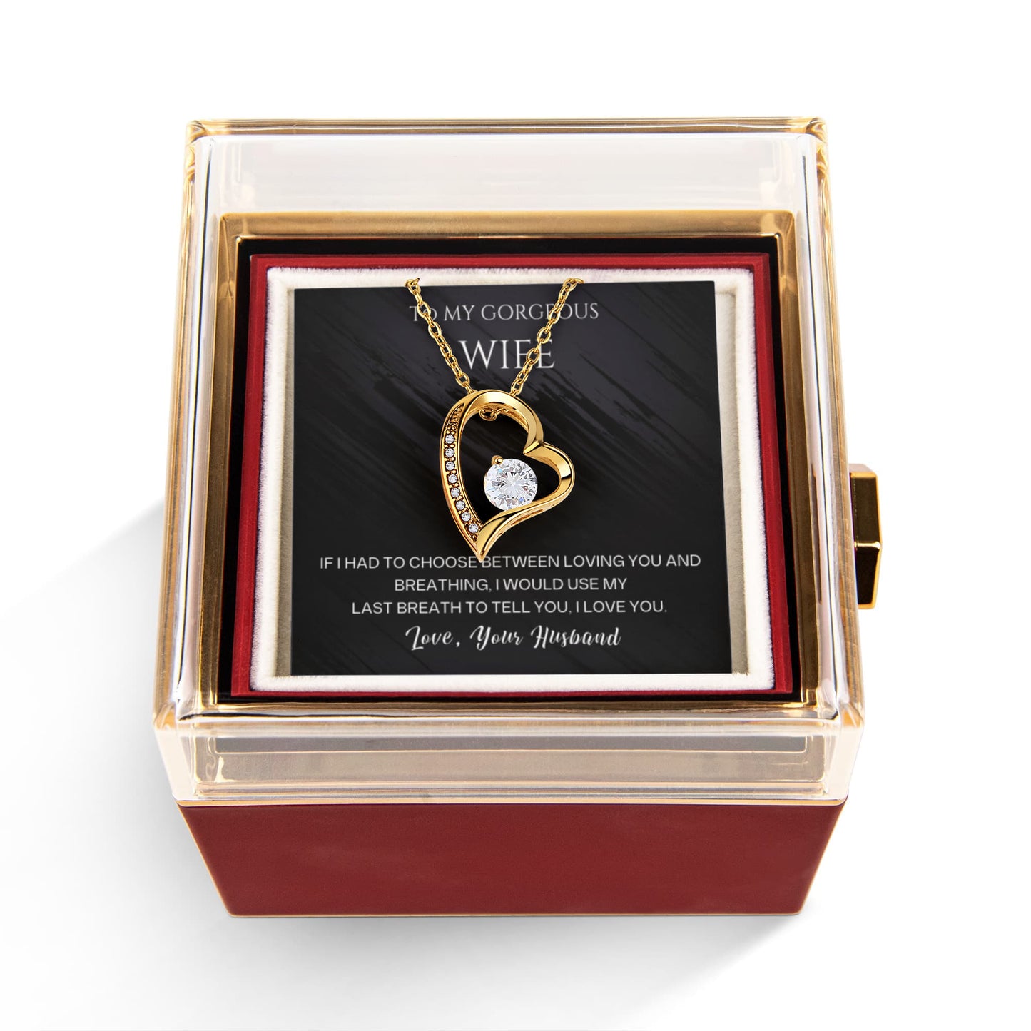 To My Gorgeous Wife forever love necklace in beautiful rose box