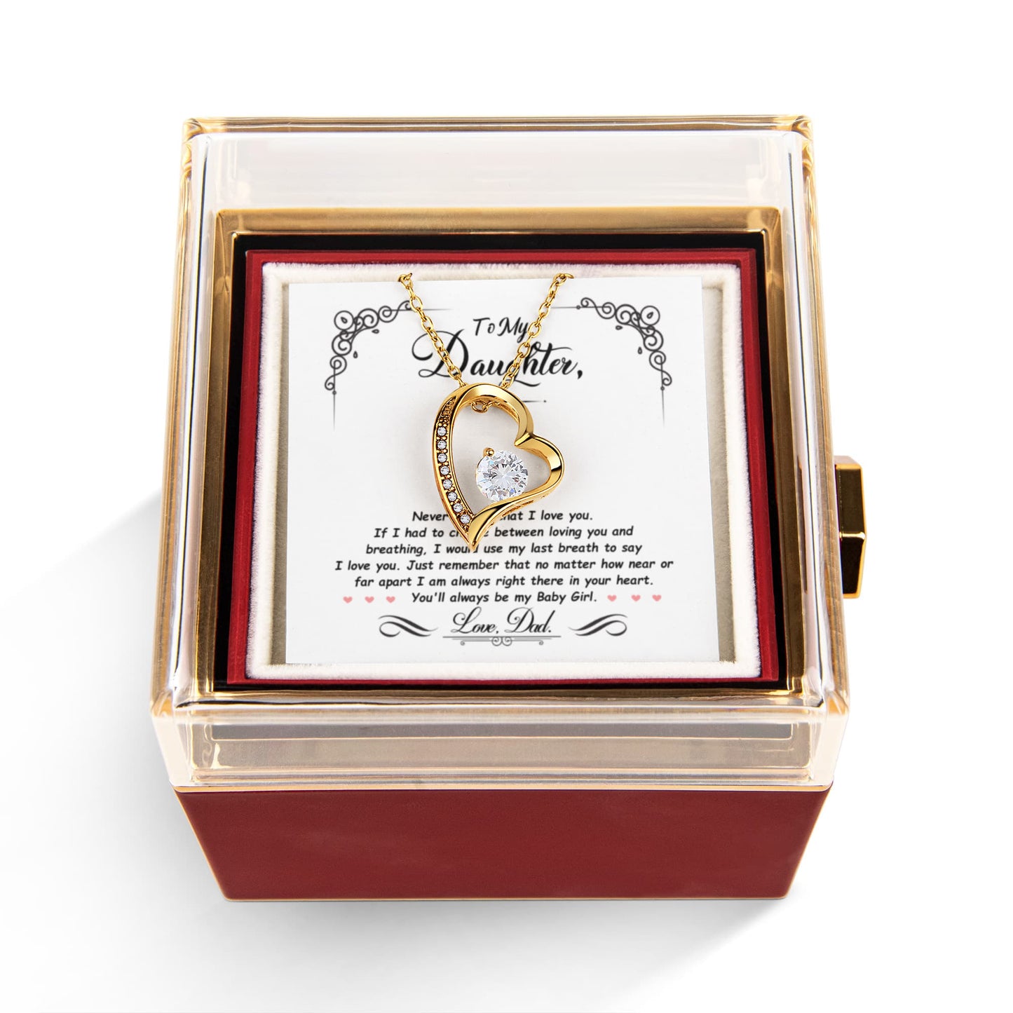 To My Daughter Forever Love necklace in rose box