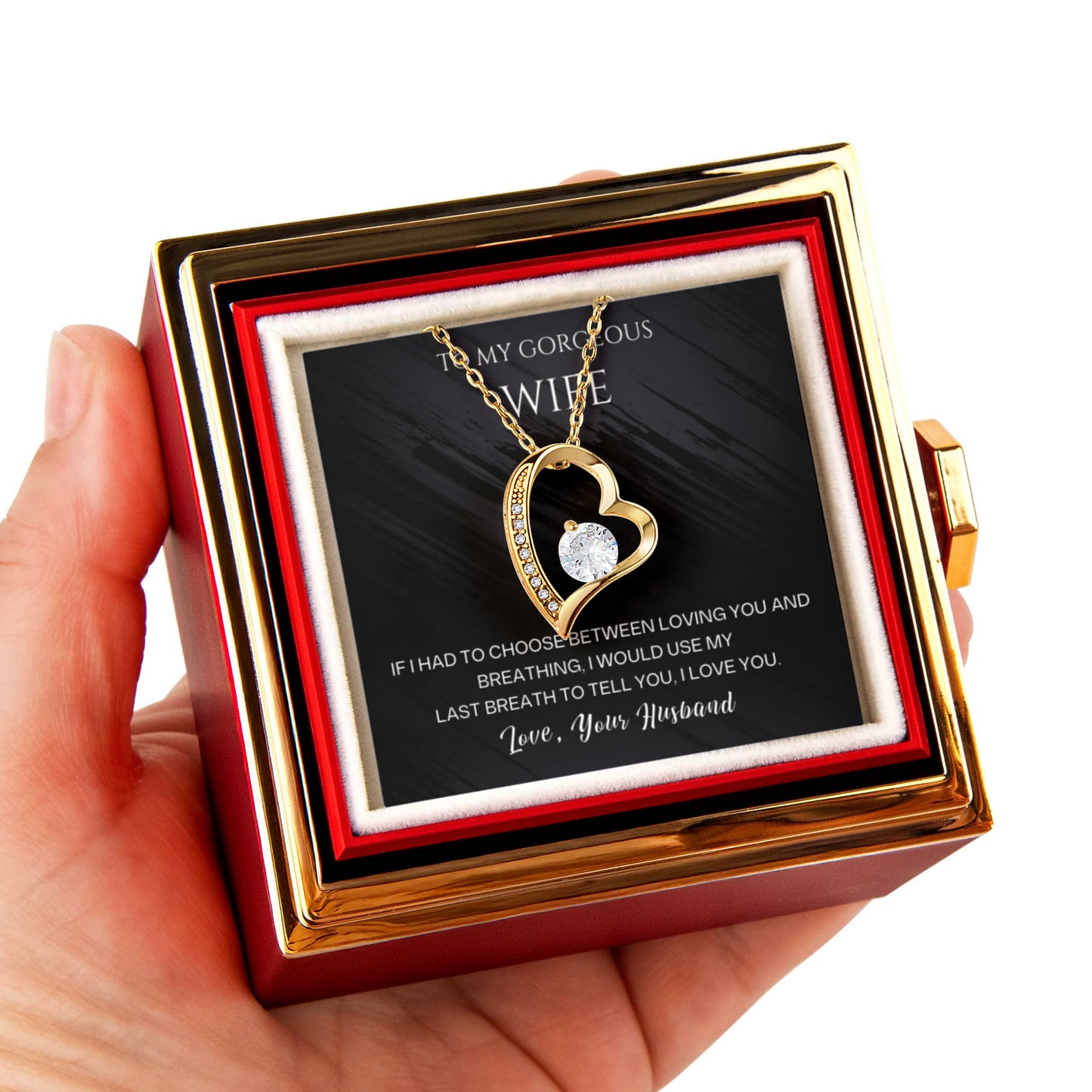 To My Gorgeous Wife forever love necklace in beautiful rose box