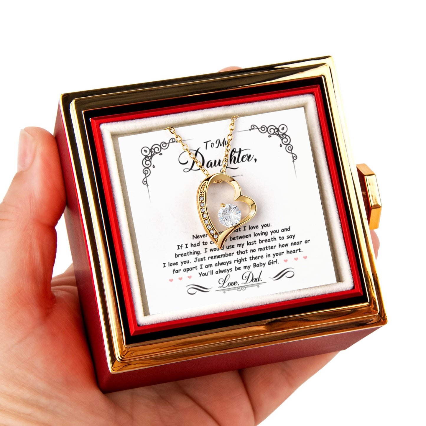 To My Daughter Forever Love necklace in rose box