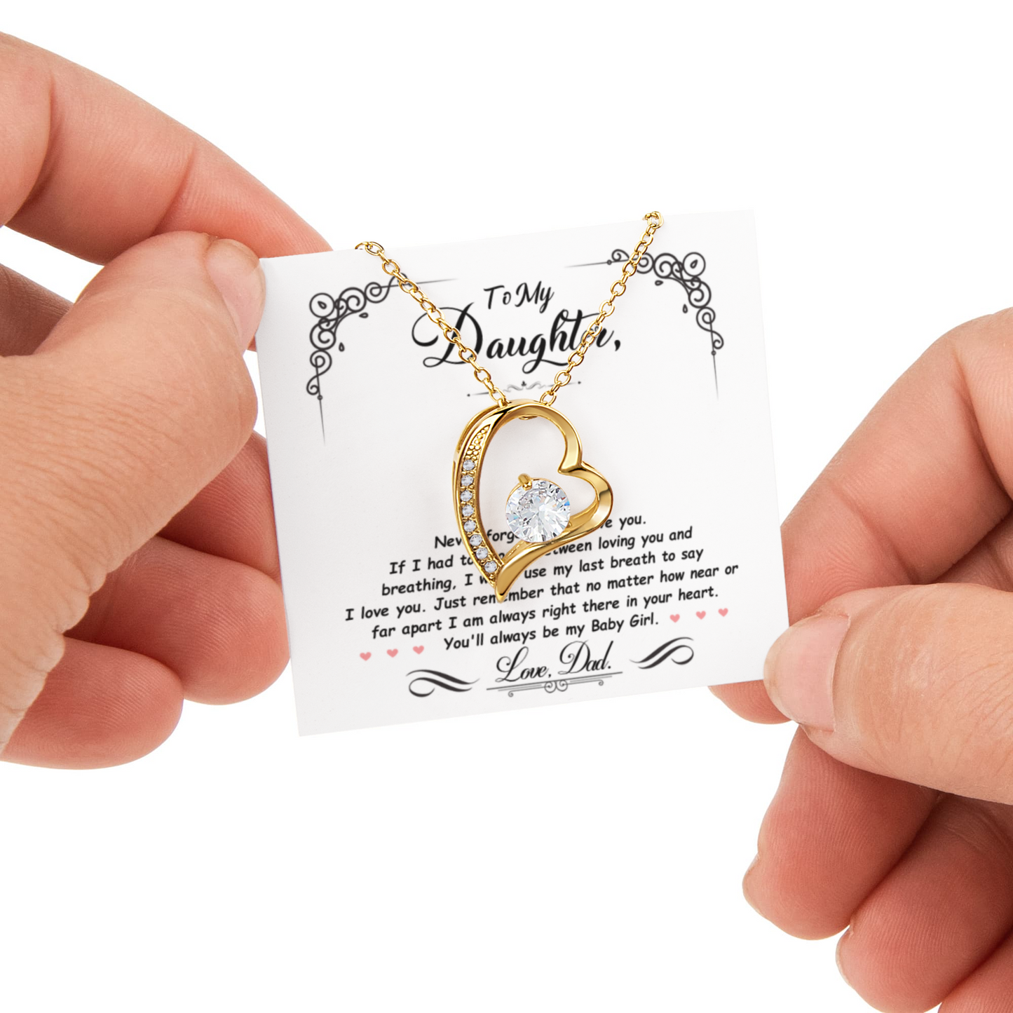 To My Daughter Forever Love necklace in rose box